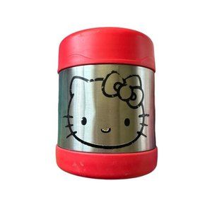 Hello Kitty Thermos Red Silver and Black Kitty Outline